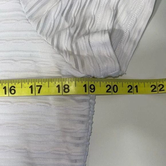 Calvin Klein White Textured Shadow Striped Lined Blouse Large Women’s - Picture 8 of 12
